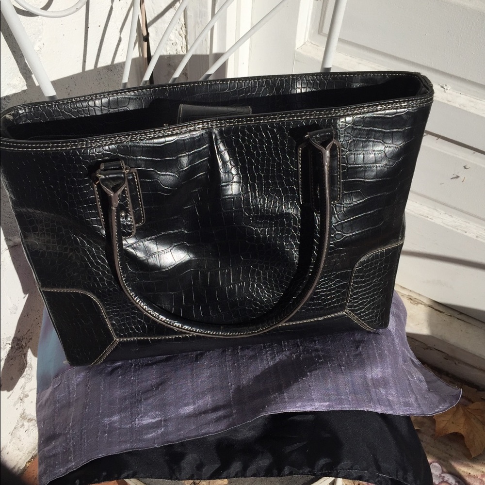 Big black leather bag